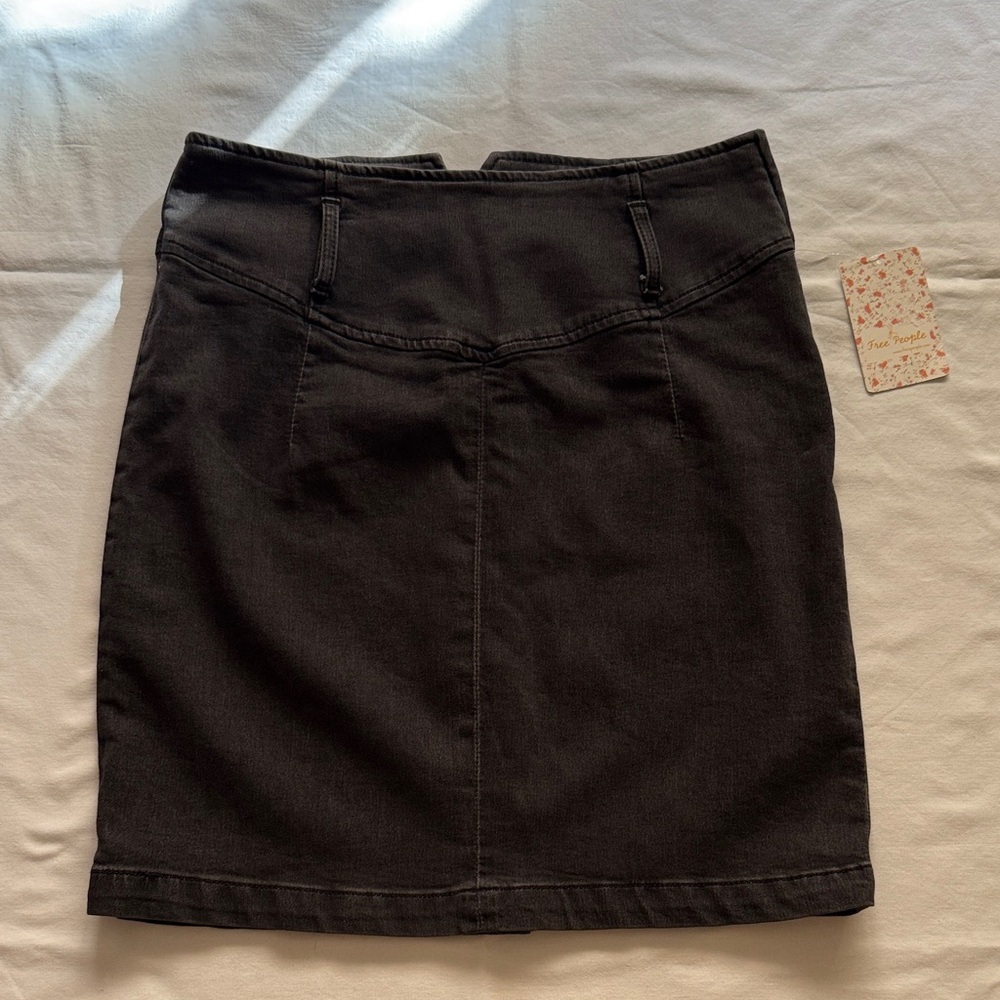 Free People Black Denim Pencil Skirt